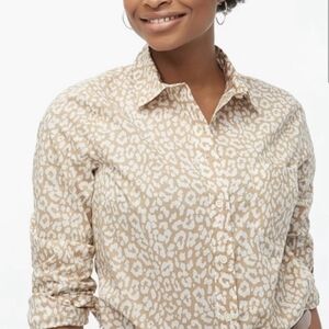 Reimagined J.Crew 100% Cotton Cream Leopard Print Button Down Shirt Sz S
